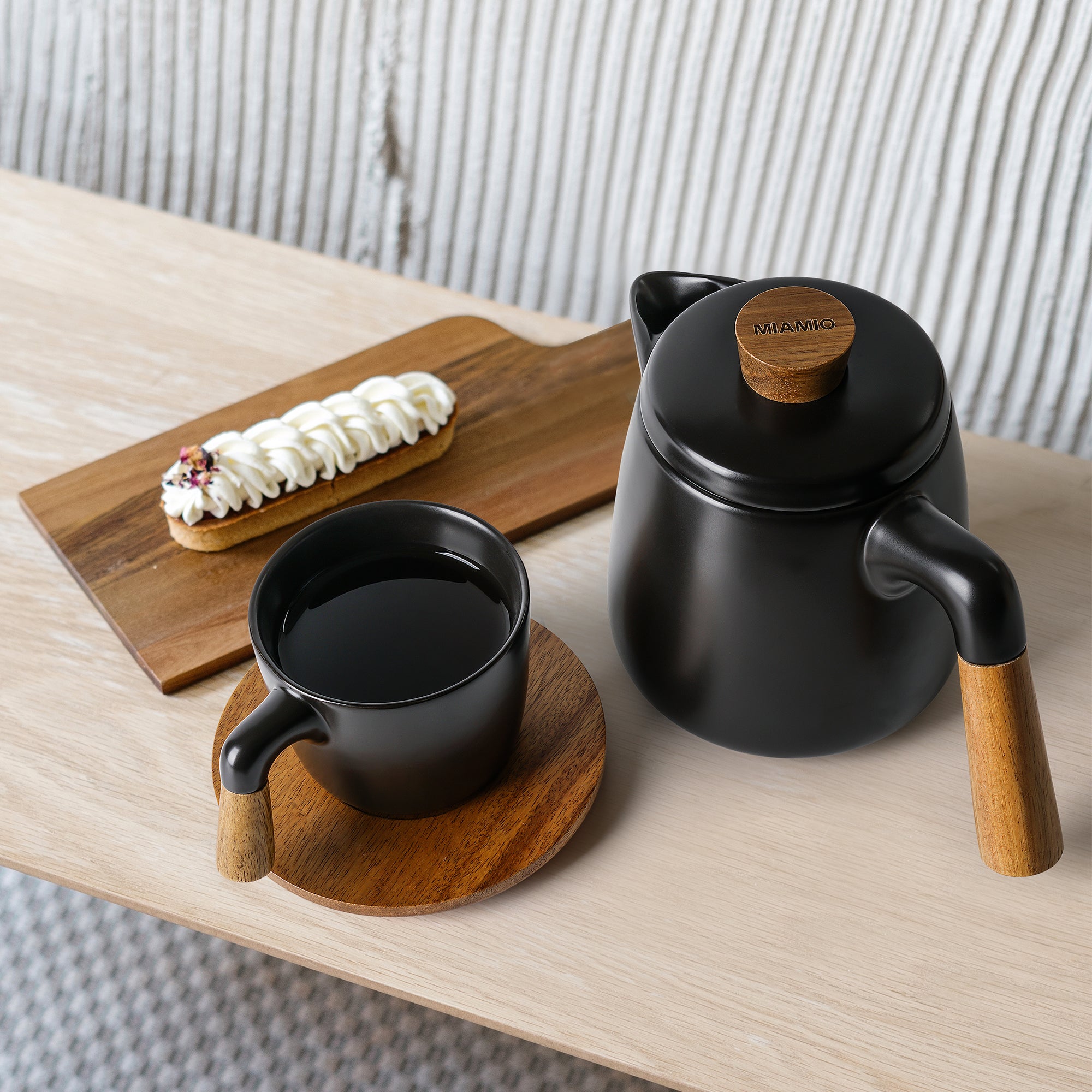 Teekannen Set mit Gestell und 4 Tassen für 4 Personen 1000ml