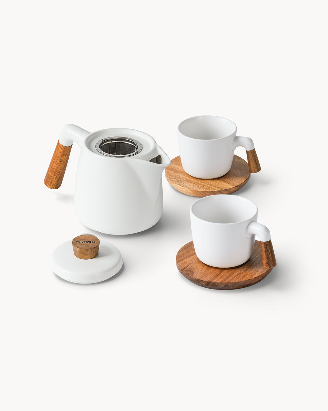 Teekannen Set mit Gestell und 4 Tassen für 4 Personen 1000ml