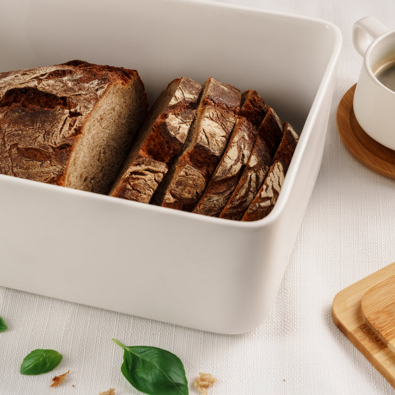 Brotbox Keramik mit Bambusdeckel