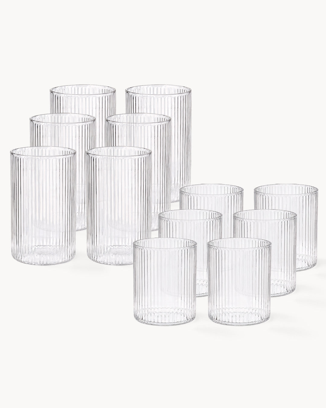 Trinkgläser Senita 12er Set | Geriffeltes Glas