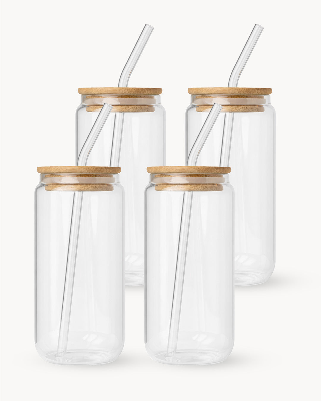 Trinkglas mit Deckel und Strohhalm 4er Set | Matcha Glas