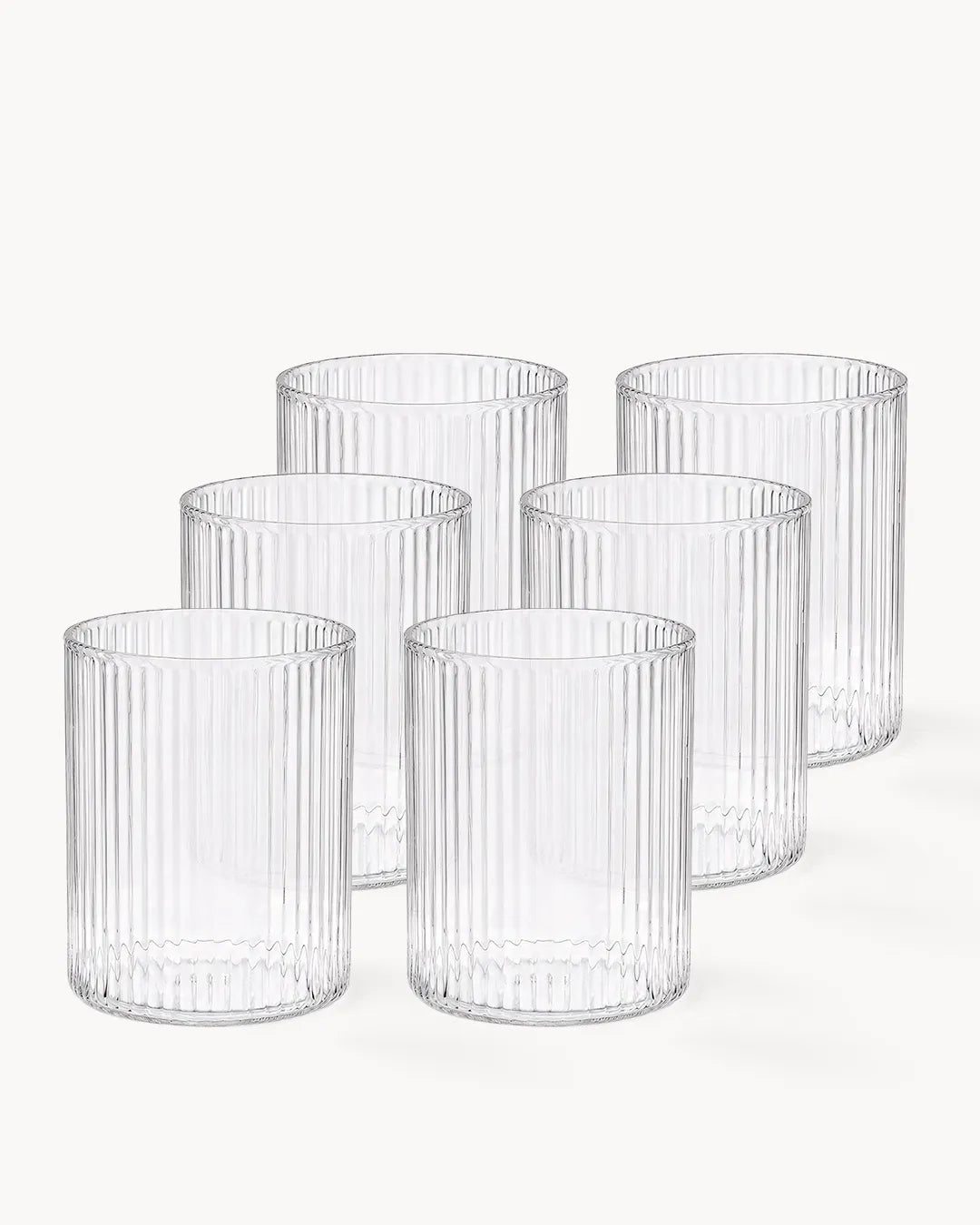 Wassergläser Senita 6er Set 280 ml | Geriffeltes Glas
