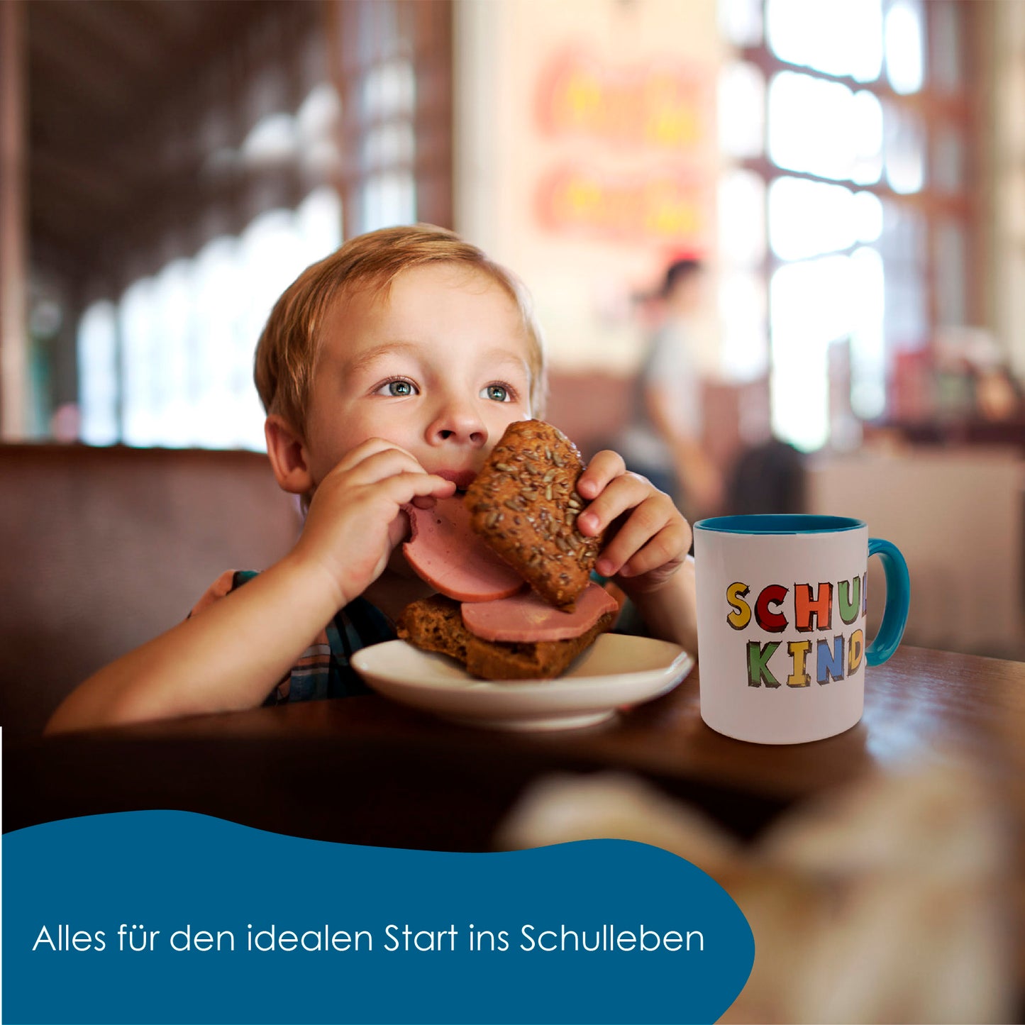 Geschenkset zur Einschulung inkl. Tasse + Frühstücksbrett + 3D Grußkarte + Stundenplan