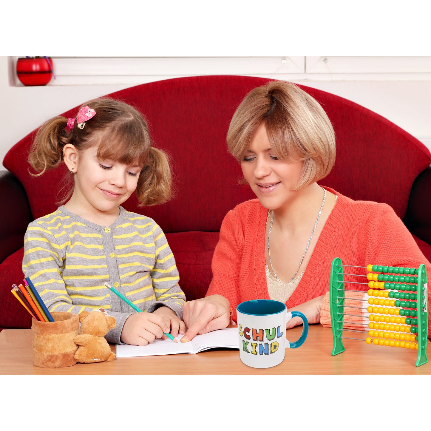 Geschenkset zur Einschulung inkl. Tasse + Frühstücksbrett + 3D Grußkarte + Stundenplan