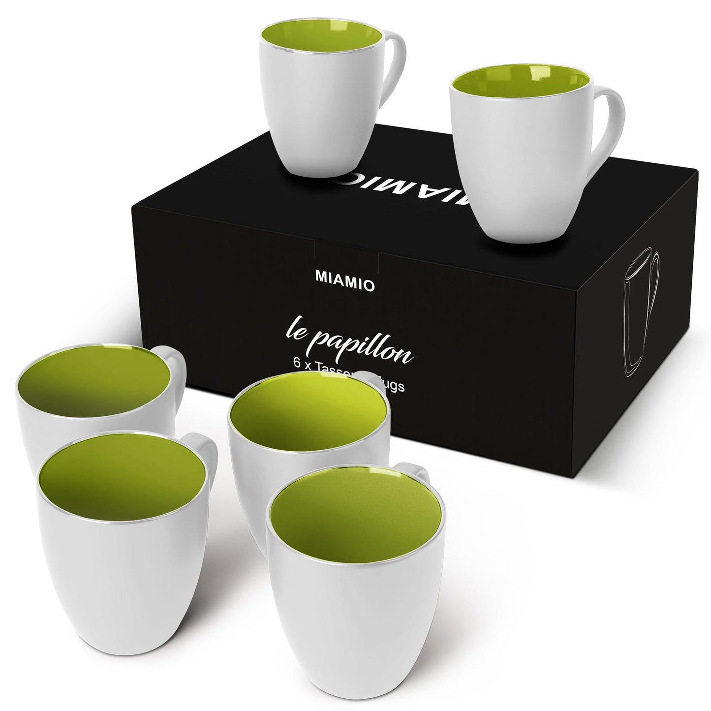 Kaffeetassen Set Le Papillon Kollektion (Außen Weiß)
