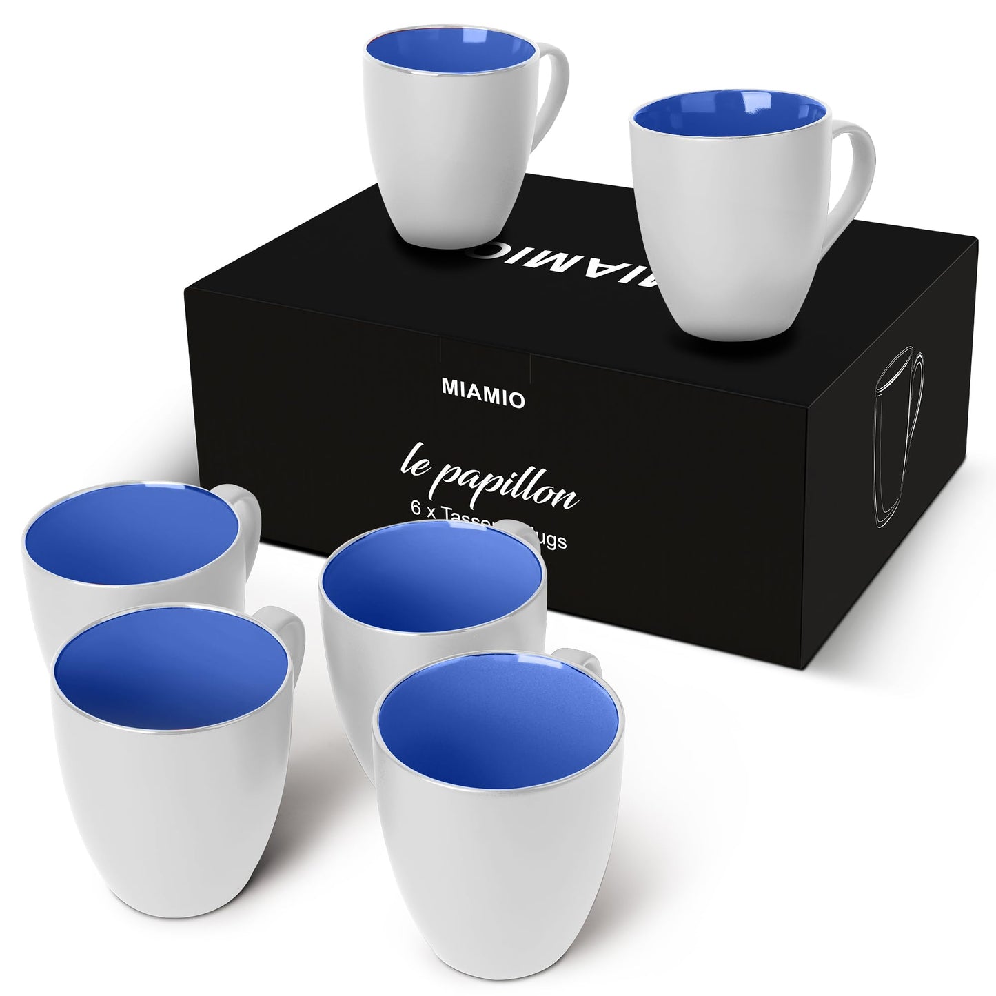 Kaffeetassen Set Le Papillon Kollektion (Außen Weiß)