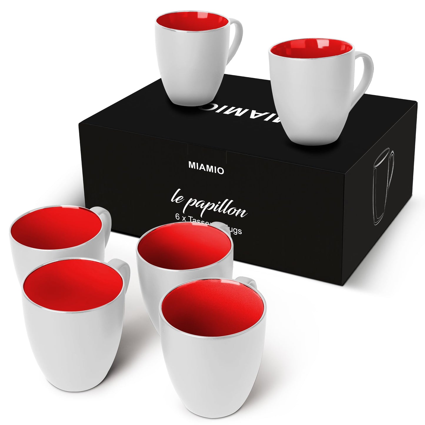 Kaffeetassen Set Le Papillon Kollektion (Außen Weiß)