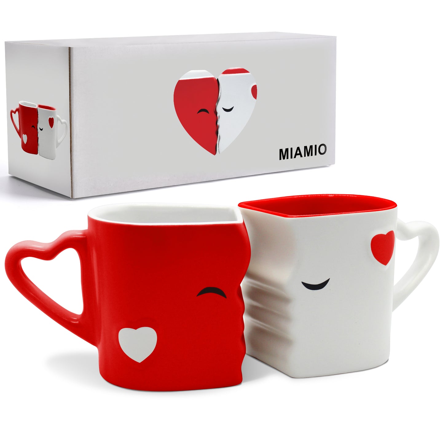 MIAMIO - Kaffeetassen Küssende Tassen Set Geschenk / Weihnachten Freundin Freund