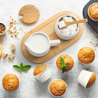 Milch und Zucker Set mit Deckel, Löffel & Milchkännchen