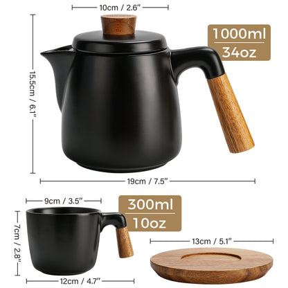 Teekannen Set inkl. 4 Tassen für 4 Personen 1000 ml