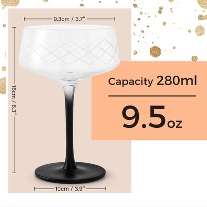 4 x 280 ml Coupe Gläser Set inkl. Barlöffel - Crystaluna Kollektion
