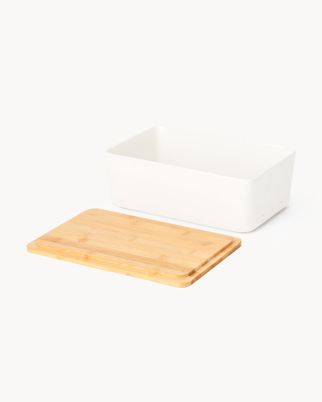 Brotbox Keramik mit Bambusdeckel