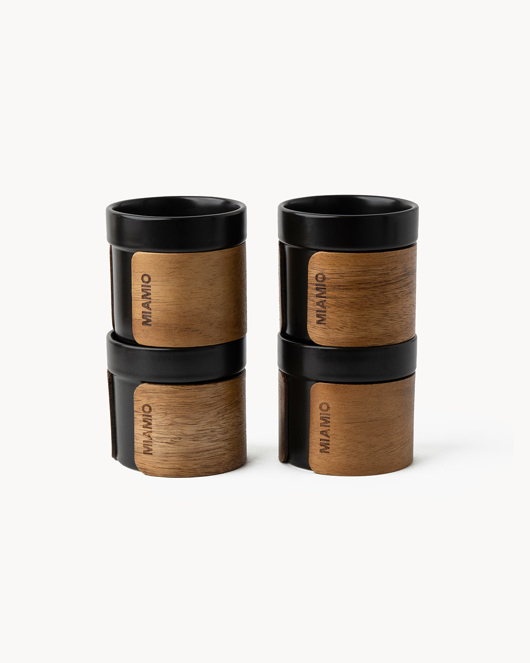 Espressotassen 4er Set mit Holzmanschette 100 ml