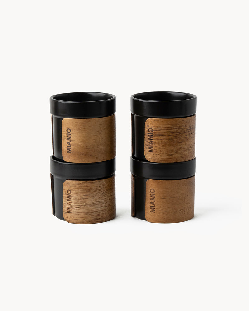 Espressotassen 4er Set mit Holzmanschette 100 ml