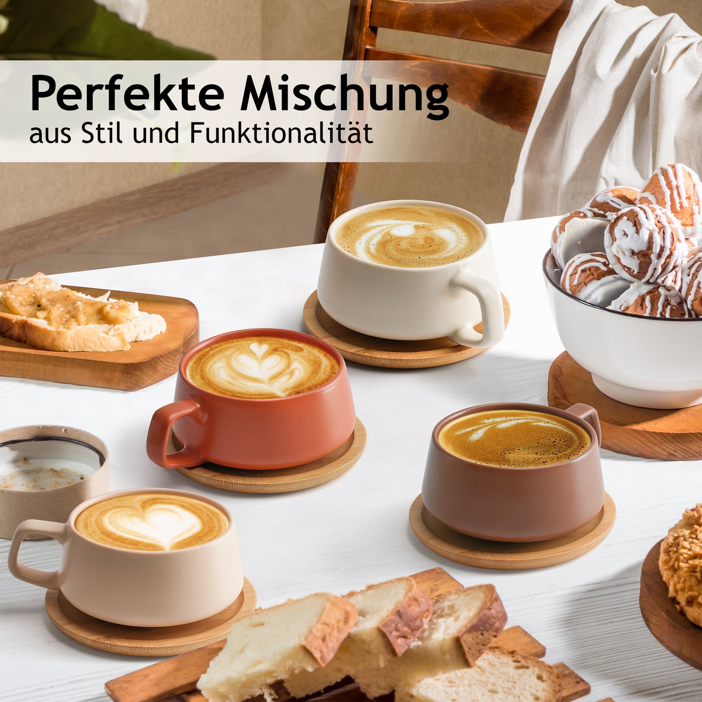 Cappuccinotassen Set Luxe Kollektion (4 x 320 ml)