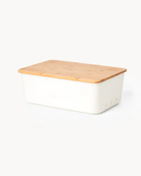 Brotbox Keramik mit Bambusdeckel