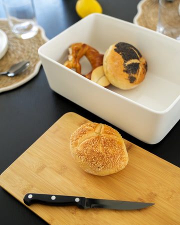 Brotbox Keramik mit Bambusdeckel | Brotkasten