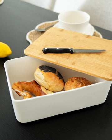 Brotbox Keramik mit Bambusdeckel | Brotkasten