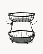 Obstkorb Etagere 2-stöckig aus Metall Schwarz