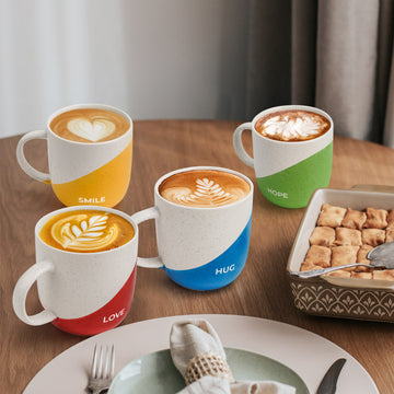 Kaffeetassen 4er Set | 300 ml Kaffee Tassen mit Sprüchen