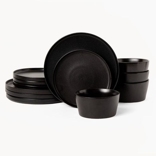 Miamio Geschirr Set Luxe 12-teilig fur 4 Personen, Tassen & Schusseln Keramik