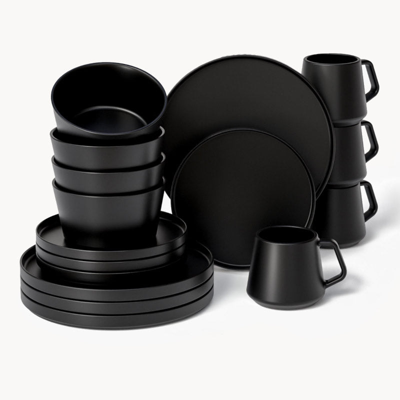 Miamio Geschirr Set Luxe 16-teilig fur 4 Personen, Teller & Tassen Keramik