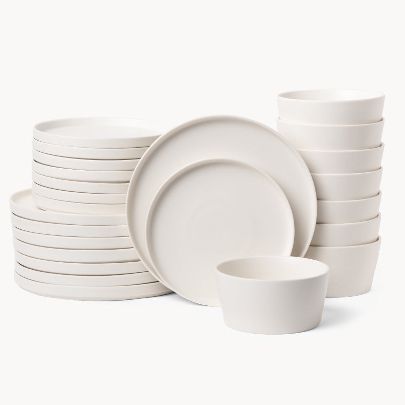 Miamio Geschirr Set Luxe 24-teilig fur 8 Personen, Teller & Tassen Keramik