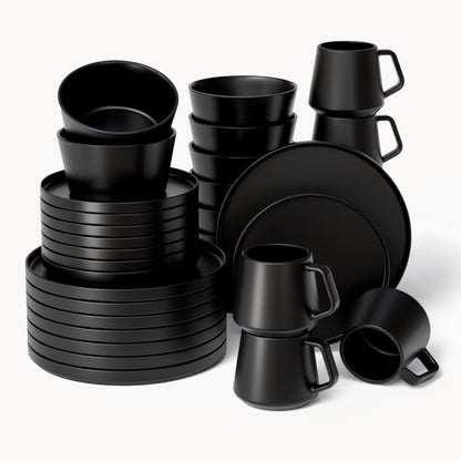 Miamio Geschirr Set Luxe 32-teilig für 8 Personen, Tassen & Teller Keramik