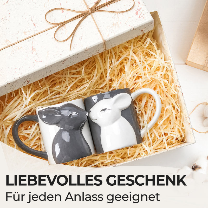 Miamio Parchen Tassen 3D Hasen Keramik, Geschenk fur Paare