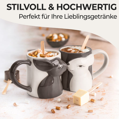 Miamio Parchen Tassen 3D Hasen Keramik, Geschenk fur Paare