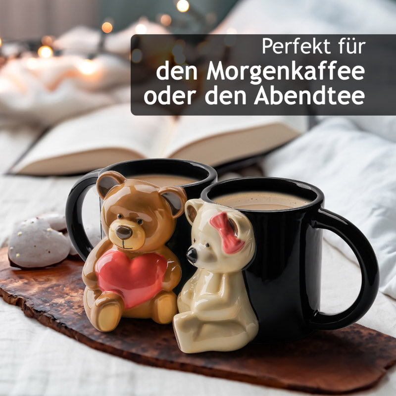 Miamio Parchen Tassen 3D Teddybar Keramik, Geschenk fur Paare