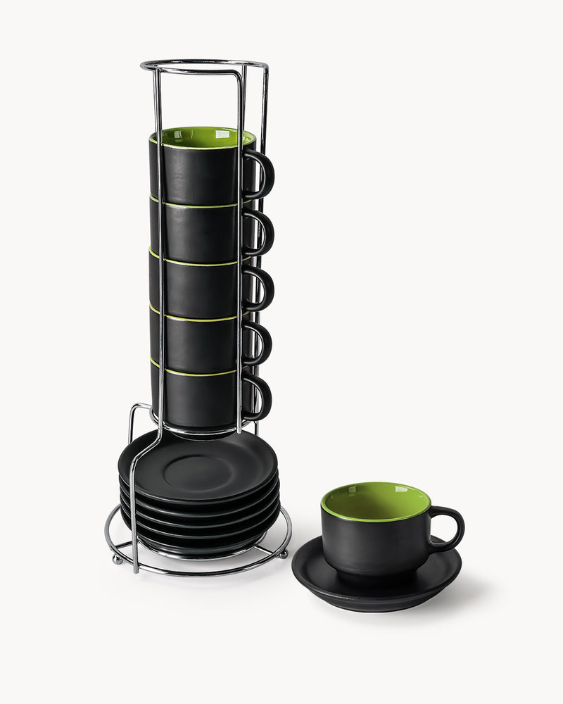 Miamio Espressotassen Le Papillon 6er Set Keramik 75ml grun