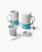 Miamio Geschirr - Teetassen Set 2er Keramik mit Siebeinsatz und Deckel 500ml