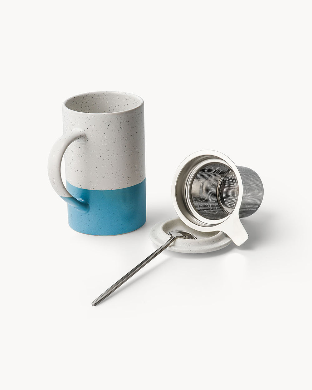 Miamio Geschirr - Teetassen Set 2er Keramik mit Siebeinsatz und Deckel 500ml