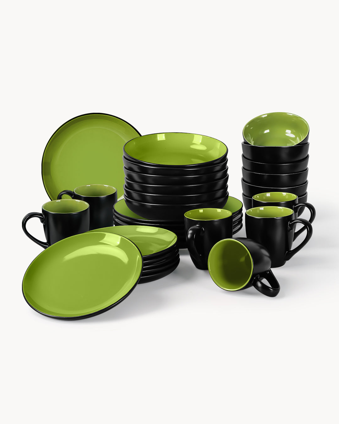 Miamio Geschirr Set Le Papillon 30-teilig für 6 Personen Keramik grünt