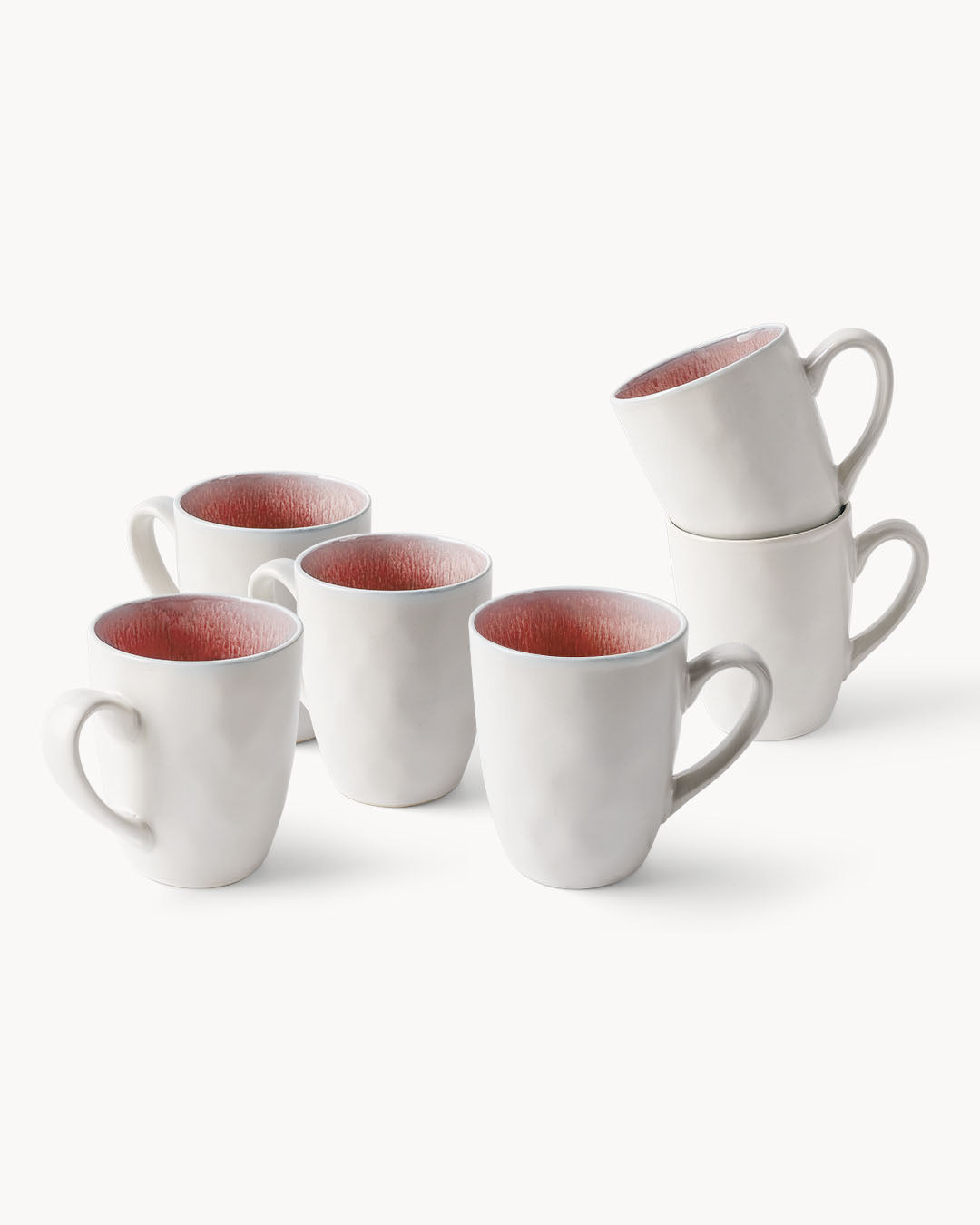 KAMMAK Tee-/Kaffeetassen-Set – 2 Stück, Porzellan, Vintage-Muster, 237 Ml, Mit Untertassen, Rosa/blau
