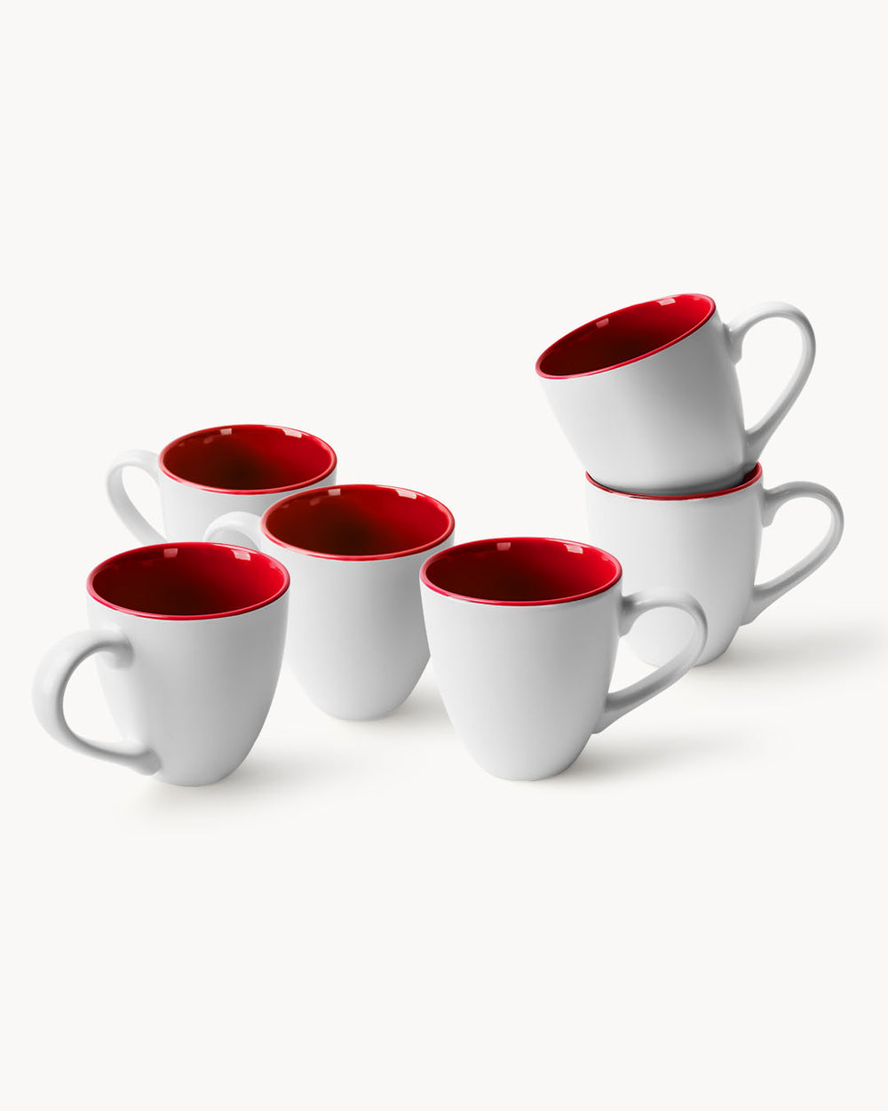 Miamio Kaffeetassen weiß Le Papillon 6er Set Keramik innen bunt 350ml