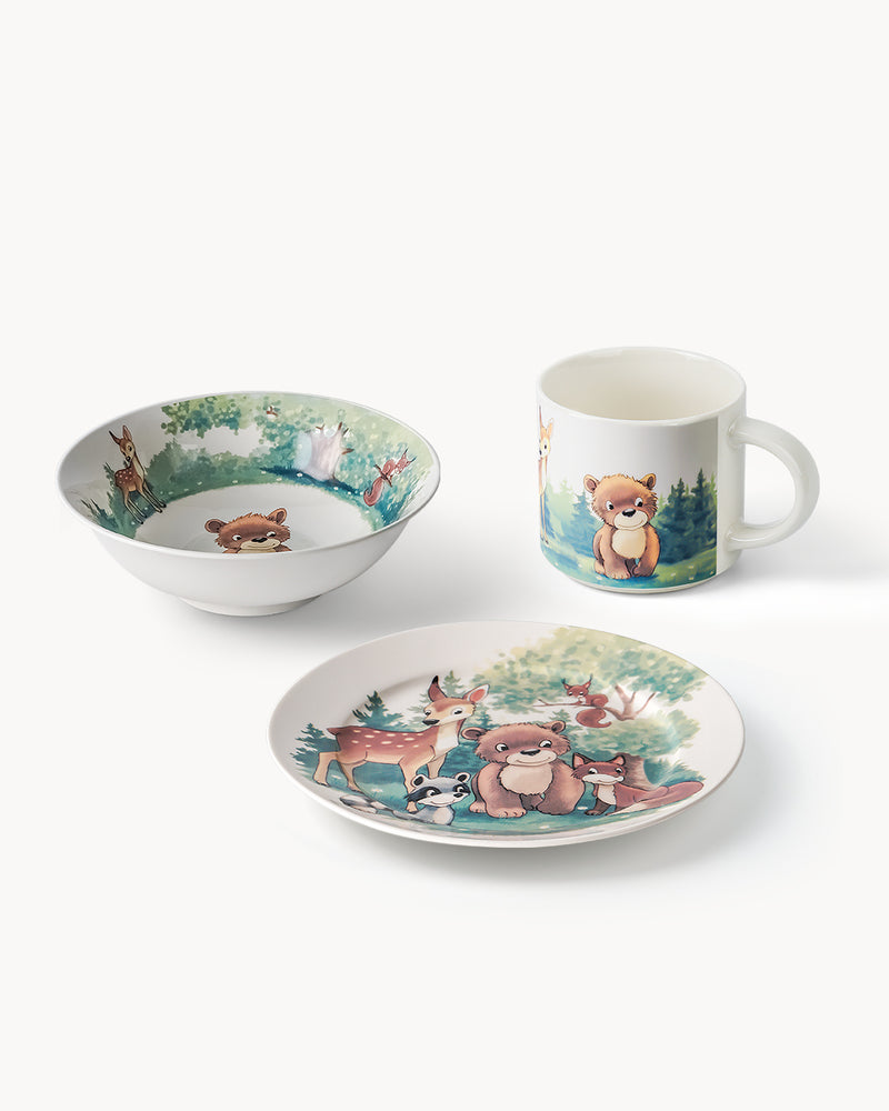 Miamio Kindergeschirr Set 3-teilig: Tasse, Teller & Schussel Keramik