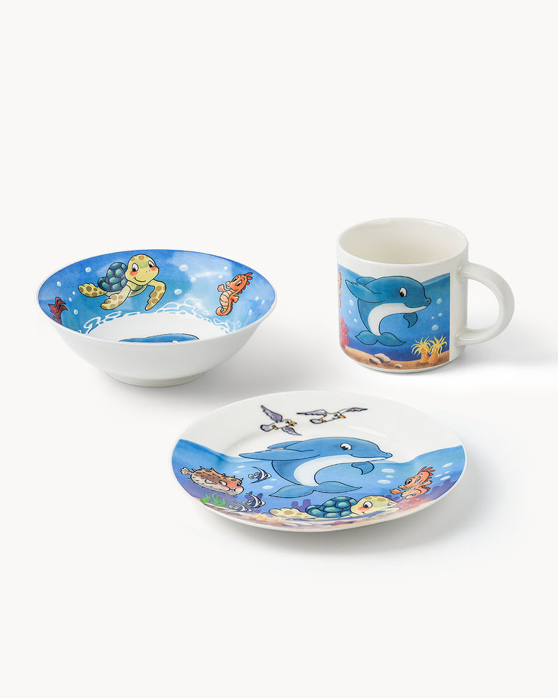 Miamio Kindergeschirr Set 3-teilig: Tasse, Teller & Schussel Keramik
