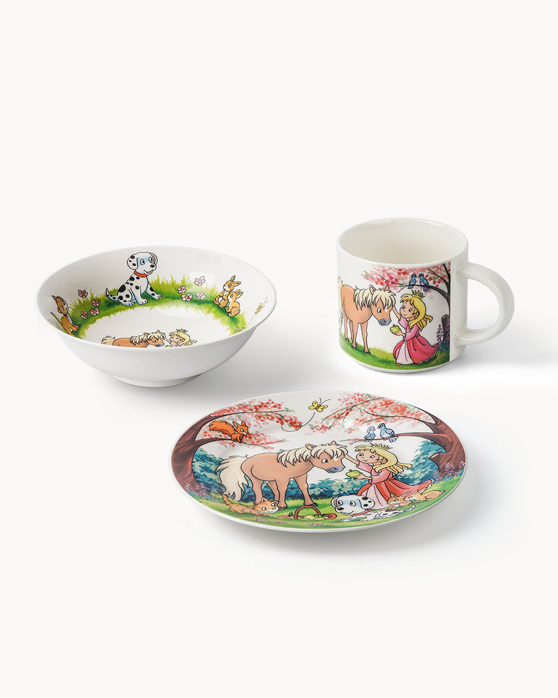 Miamio Kindergeschirr Set 3-teilig: Tasse, Teller & Schussel Keramik