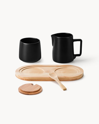 Miamio Milch und Zucker Set Keramik, mit Deckel, Loffel und Kannchen