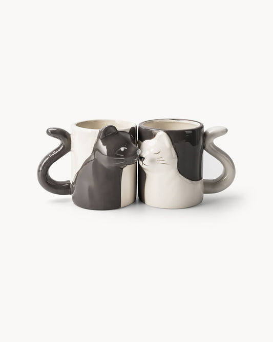 Miamio Parchen Tassen 3D Katzen Keramik, Geschenk fur Paare