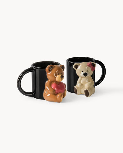 Miamio Parchen Tassen 3D Teddybar Keramik, Geschenk fur Paare
