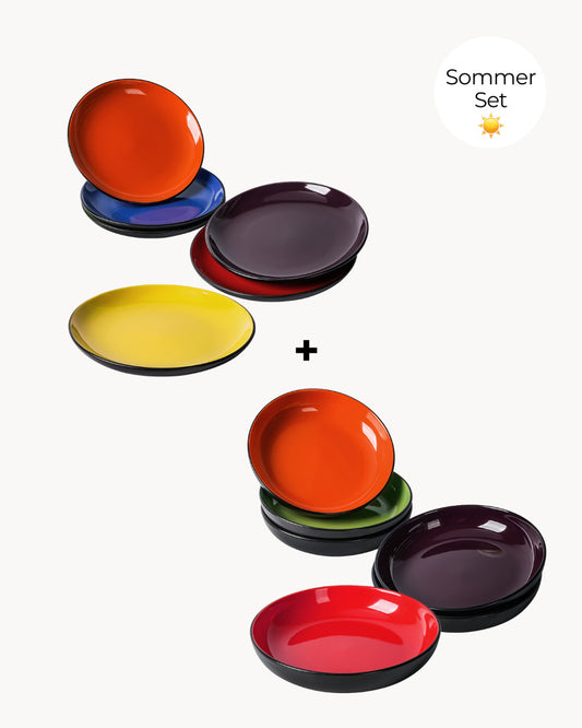 Miamio Teller Set 12-teilig Le Papillon Keramik, frische Farben