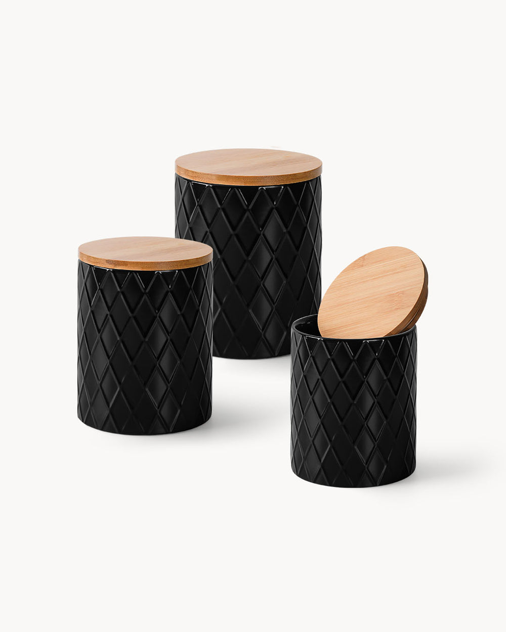 Miamio Vorratsdosen 3er Set Keramik mit Holzdeckel Palmanova