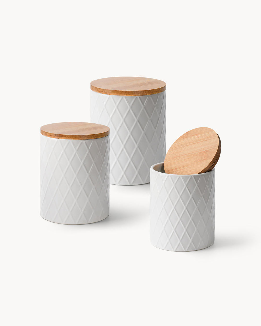 Miamio Vorratsdosen 3er Set Keramik mit Holzdeckel Palmanova