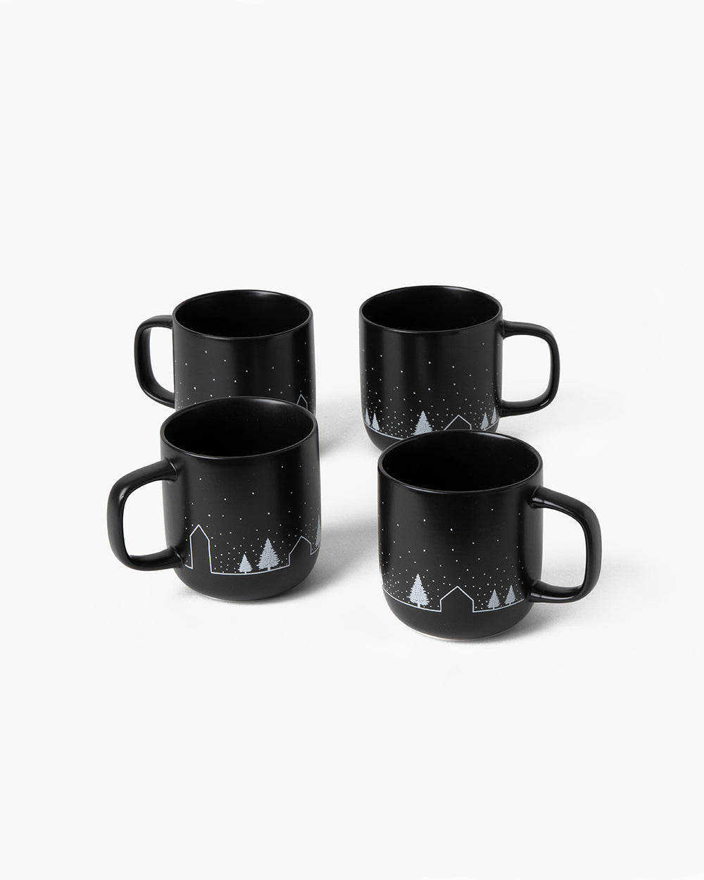 Miamio Weihnachtstassen Vinter 4er Set Keramik, Wintermotiv 500ml 4