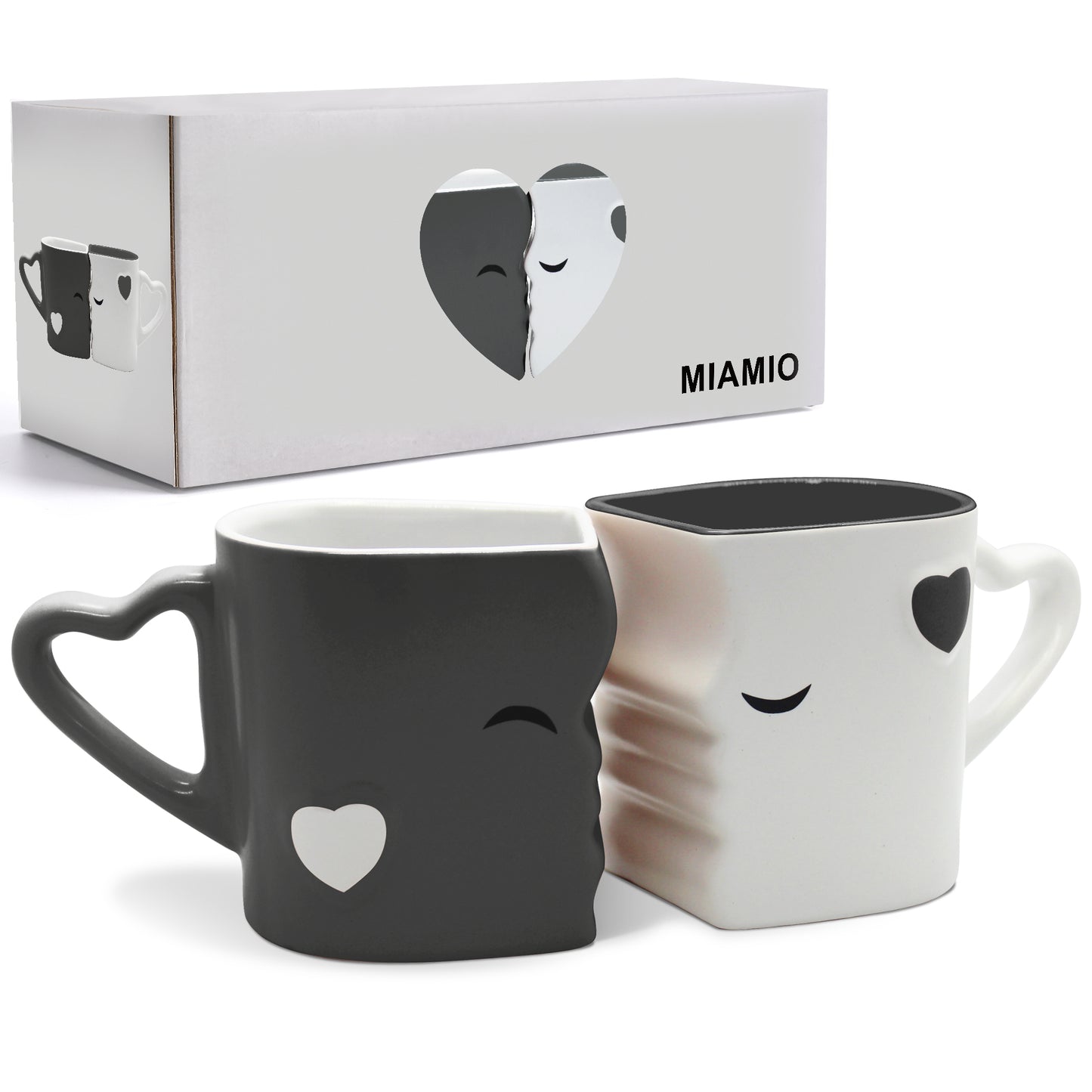 MIAMIO - Kaffeetassen Küssende Tassen Set Geschenk / Weihnachten Freundin Freund