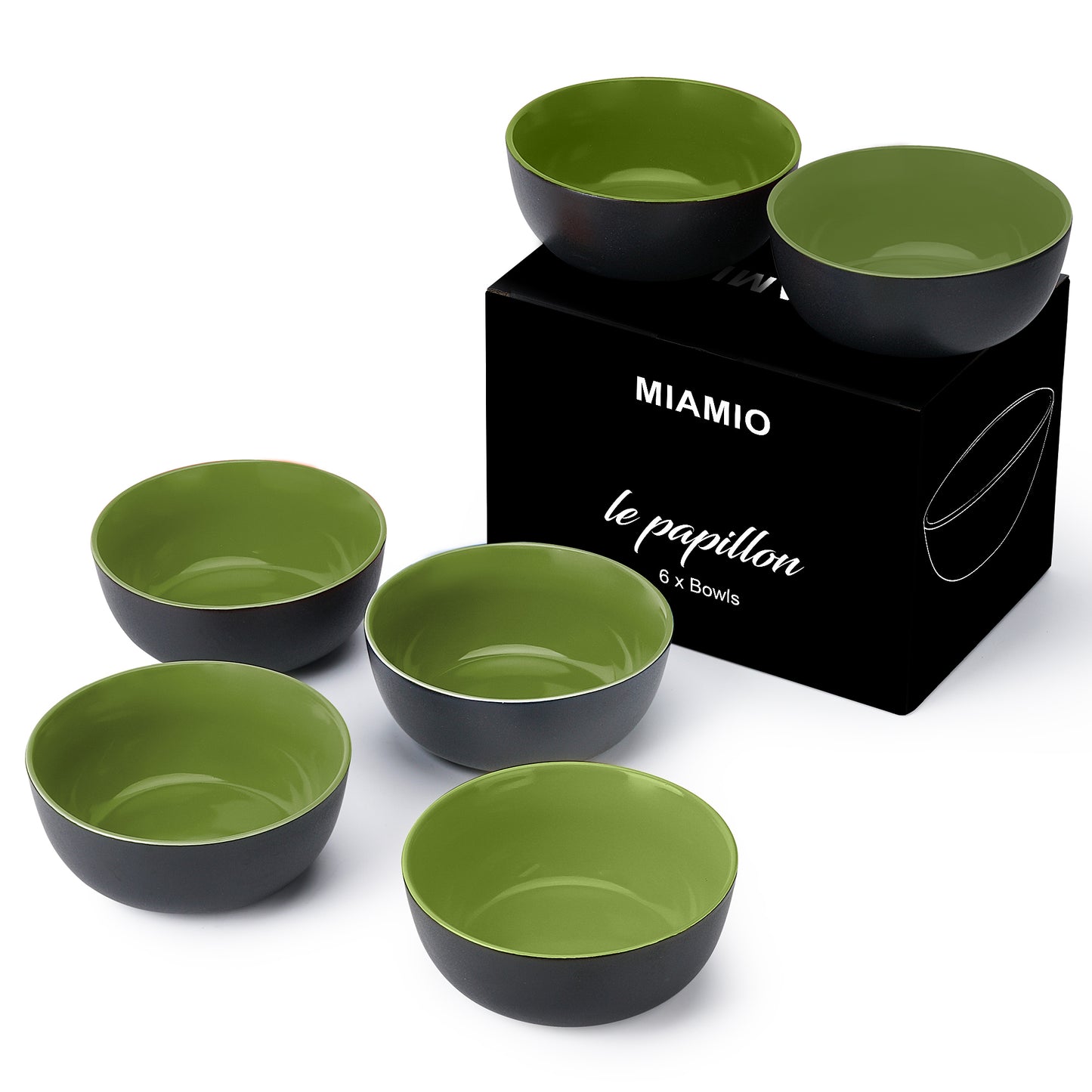 MIAMIO - 6 x 600ml Schüsseln / Schalen Set Le Papillon