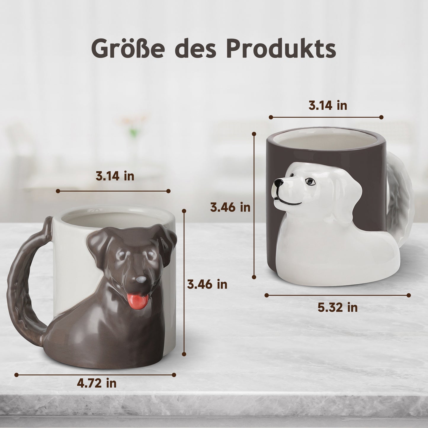 3D Hunde Tassen 2er Set 300 ml